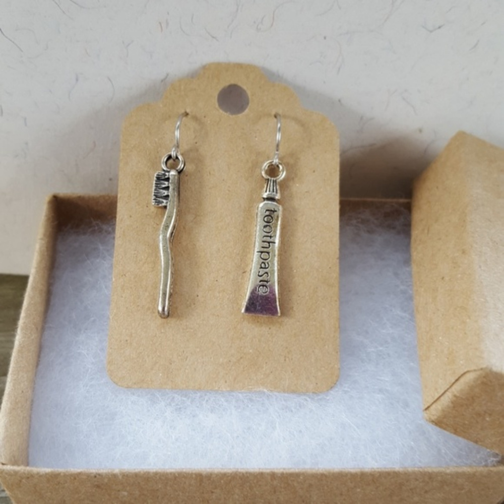 New Handmade Toothbrush & Toothpaste Earrings